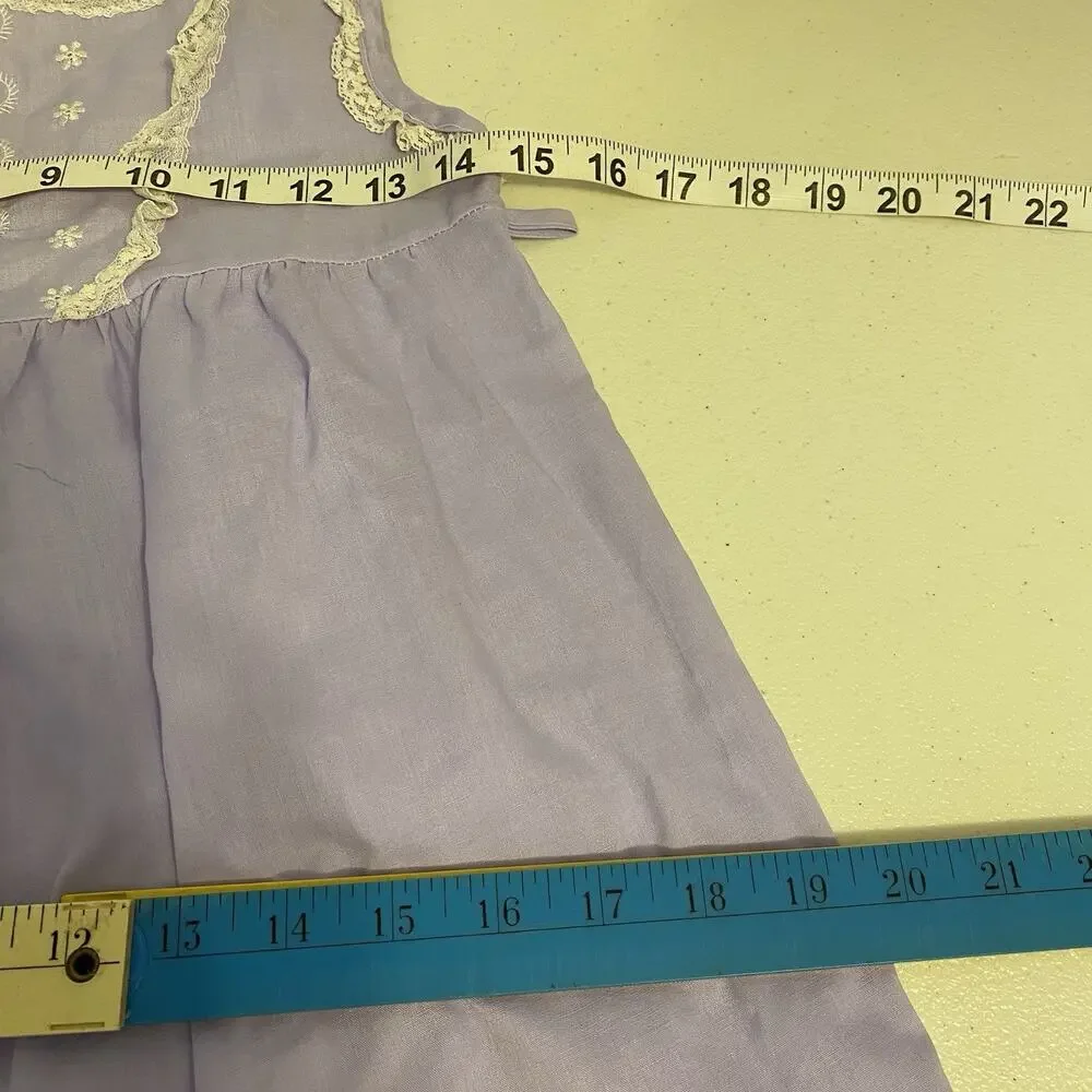 Girl's Vintage 70s USA Made Her Majesty Dress Purple LaceTrim Nightgown Size 7/8